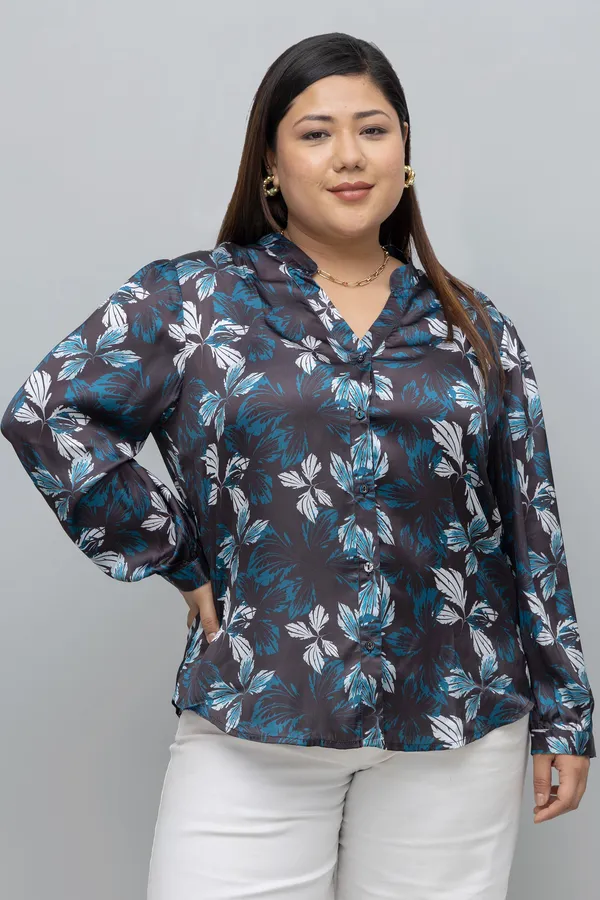 Women's_Plus_Size_Floral_Print_Satin_Shirt