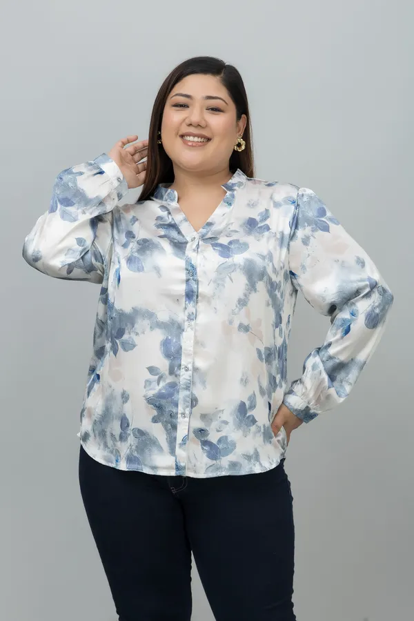 Women's_Plus_Size_Blue_&_White_Satin_Floral_Print_Full_Sleeve_Hip_Length_Shirt_For_Women