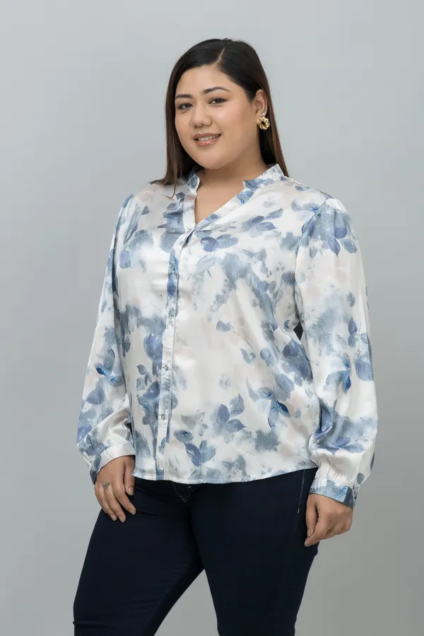 Women's_Plus_Size_Blue_&_White_Satin_Floral_Print_Full_Sleeve_Hip_Length_Shirt_For_Women