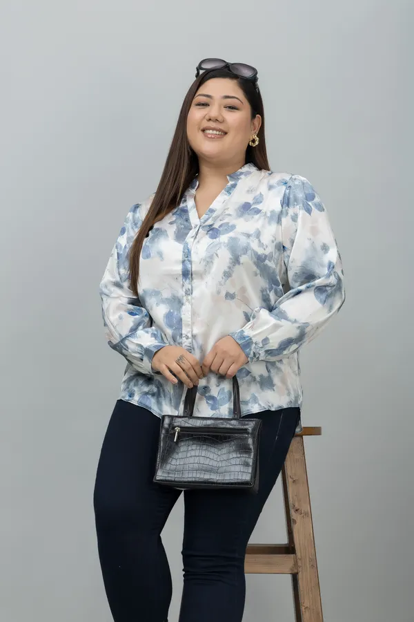 Women's_Plus_Size_Blue_&_White_Satin_Floral_Print_Full_Sleeve_Hip_Length_Shirt_For_Women