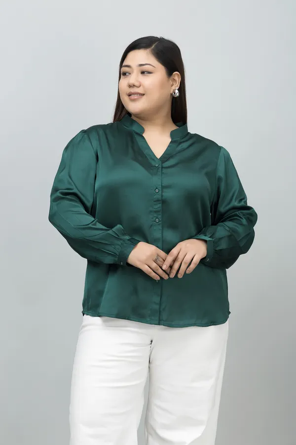 Women's_Plus_Size_Band_Collar_Casual_Satin_Shirt