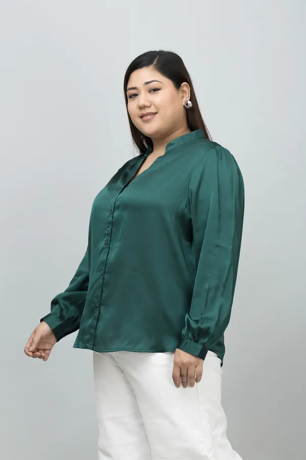 Women's_Plus_Size_Band_Collar_Casual_Satin_Shirt