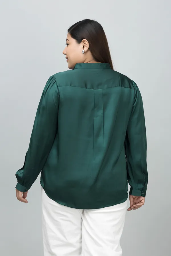 Women's_Plus_Size_Band_Collar_Casual_Satin_Shirt