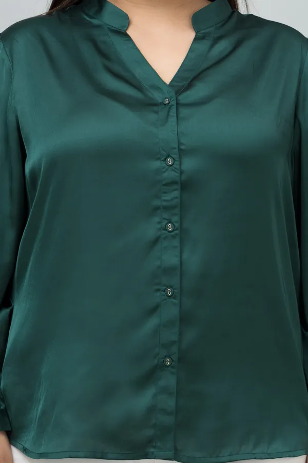 Women's_Plus_Size_Band_Collar_Casual_Satin_Shirt