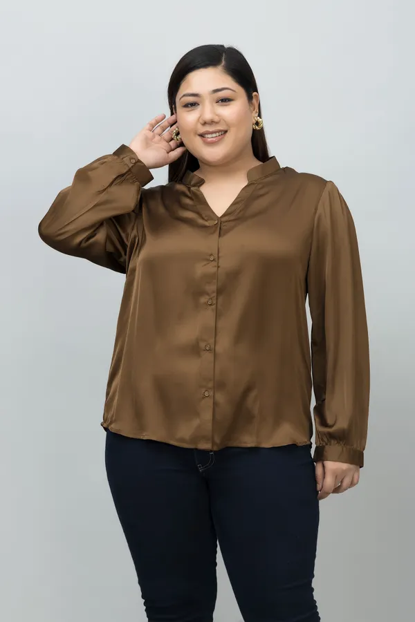 Women's_Plus_Size_Band_Collar_Casual_Satin_Shirt