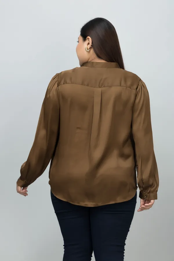Women's_Plus_Size_Band_Collar_Casual_Satin_Shirt