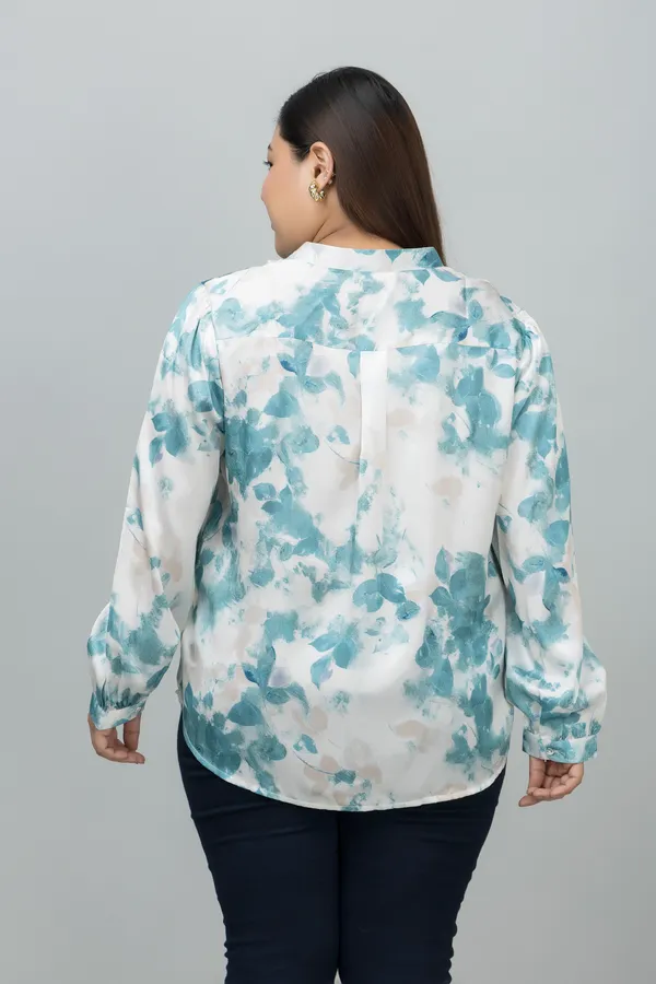Women's_Plus_Size_Green_&_White_Satin_Floral_Print_Full_Sleeve_Hip_Length_Shirt_For_Women