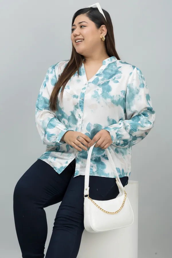 Women's_Plus_Size_Green_&_White_Satin_Floral_Print_Full_Sleeve_Hip_Length_Shirt_For_Women