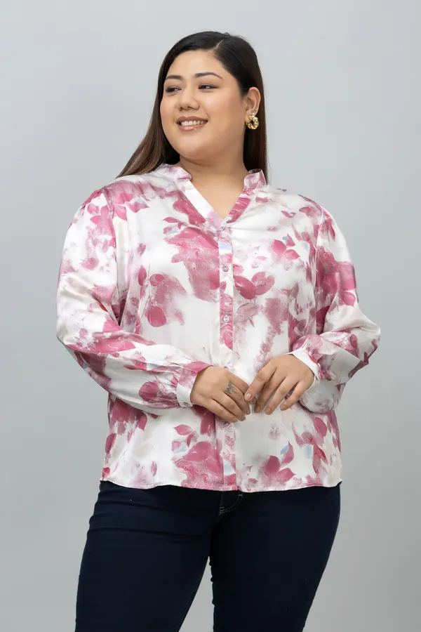 Women's_Plus_Size_Red_&_White_Satin_Floral_Print_Full_Sleeve_Hip_Length_Shirt_For_Women