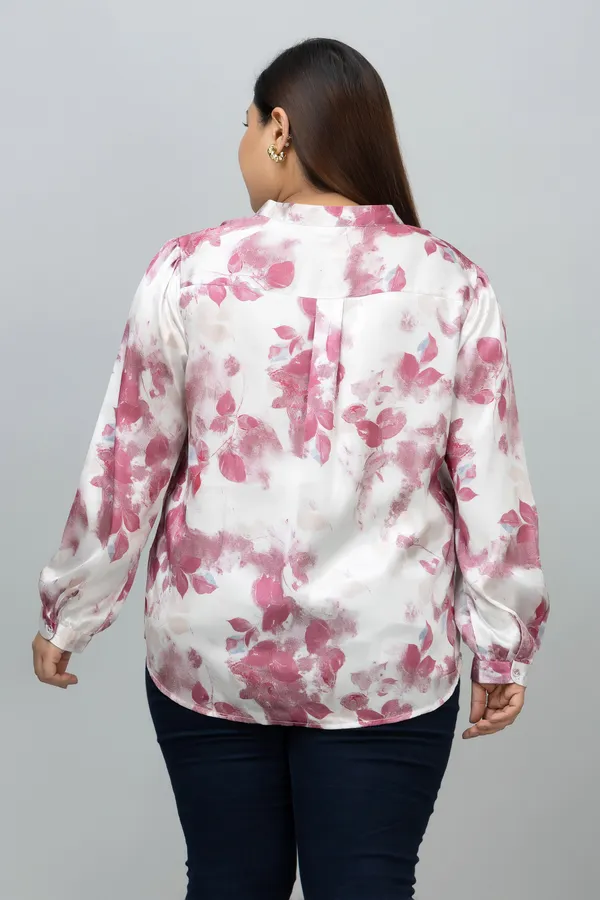 Women's_Plus_Size_Red_&_White_Satin_Floral_Print_Full_Sleeve_Hip_Length_Shirt_For_Women