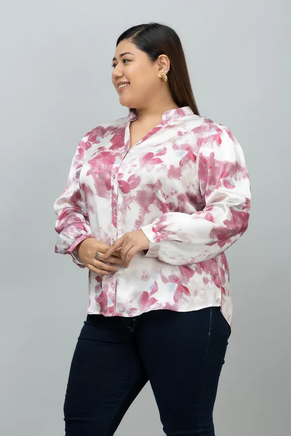 Women's_Plus_Size_Red_&_White_Satin_Floral_Print_Full_Sleeve_Hip_Length_Shirt_For_Women