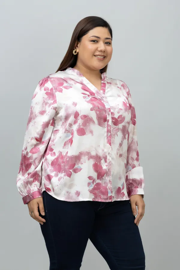 Women's_Plus_Size_Red_&_White_Satin_Floral_Print_Full_Sleeve_Hip_Length_Shirt_For_Women