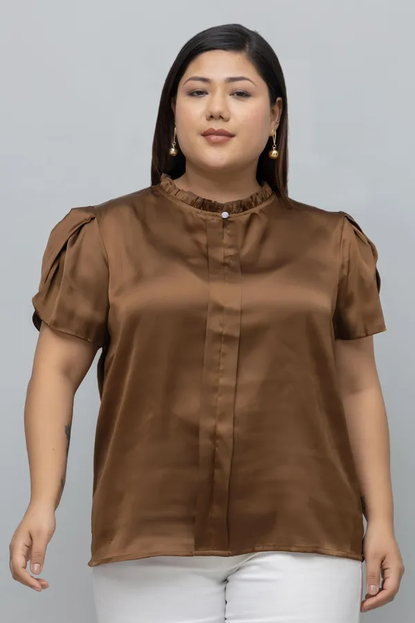 Women's_Plus_Size_Tulip_Sleeves_Satin_Top