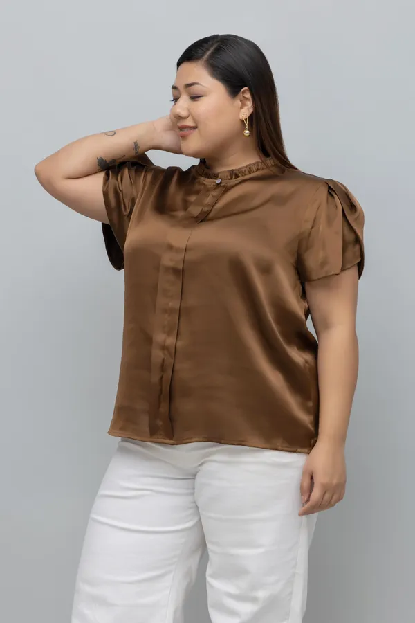 Women's_Plus_Size_Tulip_Sleeves_Satin_Top