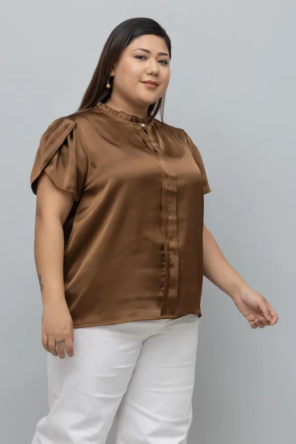 Women's_Plus_Size_Tulip_Sleeves_Satin_Top