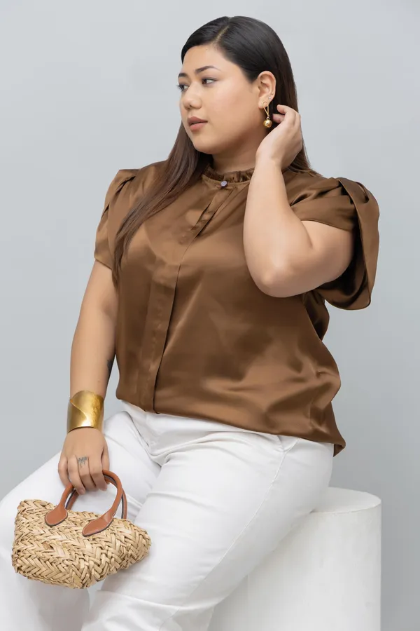 Women's_Plus_Size_Tulip_Sleeves_Satin_Top