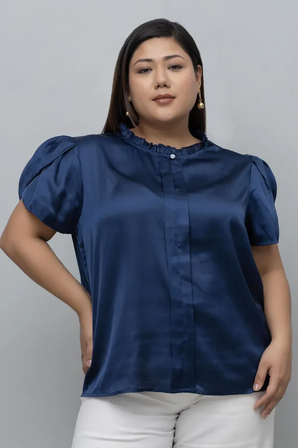 Women's_Plus_Size_Tulip_Sleeves_Satin_Top