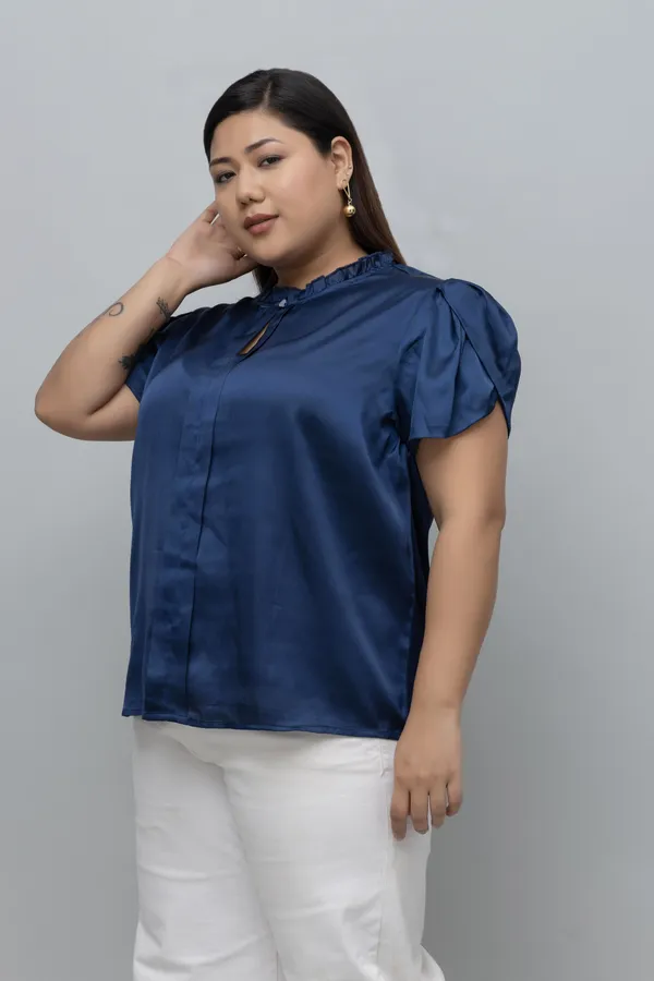 Women's_Plus_Size_Tulip_Sleeves_Satin_Top