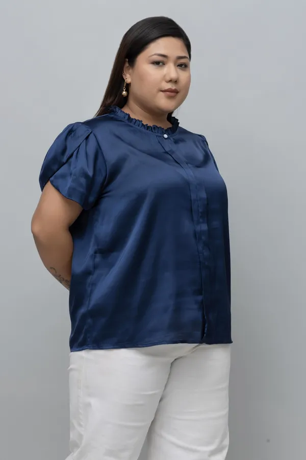 Women's_Plus_Size_Tulip_Sleeves_Satin_Top