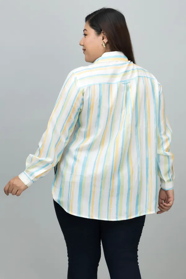 Women's_Plus_Size_Green_&_White_Linen_Blend_Striped_Full_Sleeve_Hip_Length_Shirt_For_Women