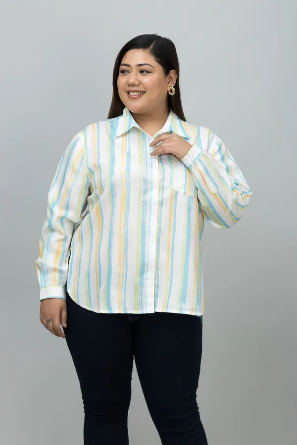 Women's_Plus_Size_Green_&_White_Linen_Blend_Striped_Full_Sleeve_Hip_Length_Shirt_For_Women