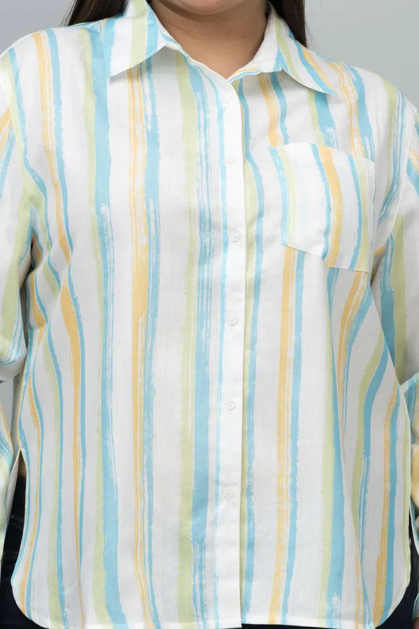 Women's_Plus_Size_Green_&_White_Linen_Blend_Striped_Full_Sleeve_Hip_Length_Shirt_For_Women