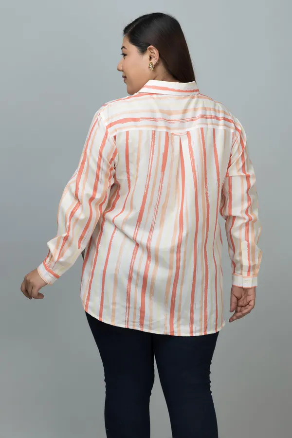 Women's_Plus_Size_Red_&_White_Linen_Blend_Striped_Full_Sleeve_Hip_Length_Shirt_For_Women