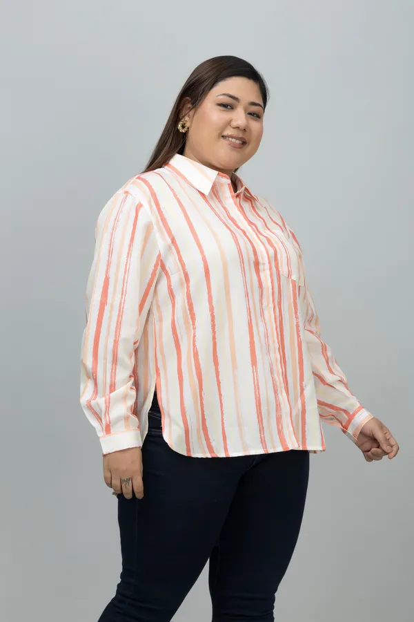 Women's_Plus_Size_Red_&_White_Linen_Blend_Striped_Full_Sleeve_Hip_Length_Shirt_For_Women