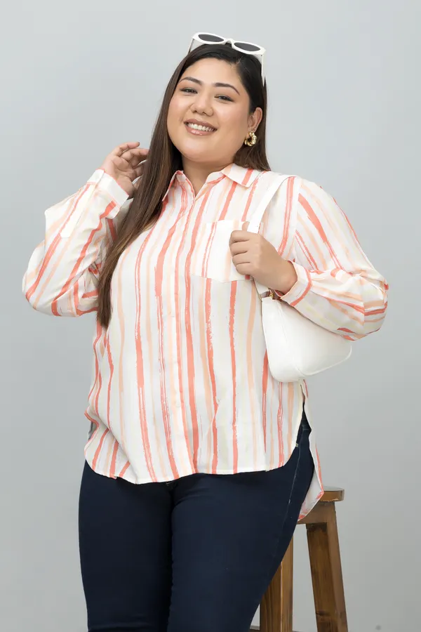 Women's_Plus_Size_Red_&_White_Linen_Blend_Striped_Full_Sleeve_Hip_Length_Shirt_For_Women