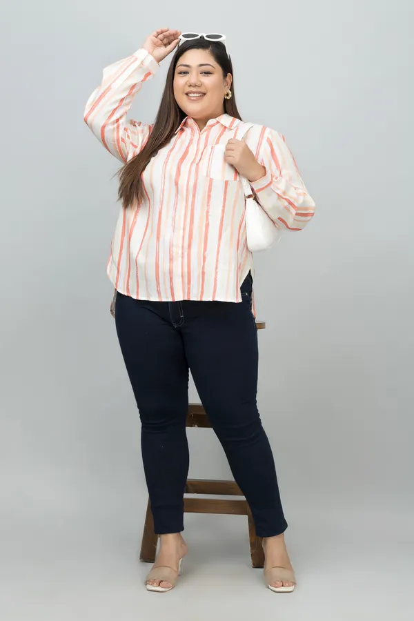 Women's_Plus_Size_Red_&_White_Linen_Blend_Striped_Full_Sleeve_Hip_Length_Shirt_For_Women