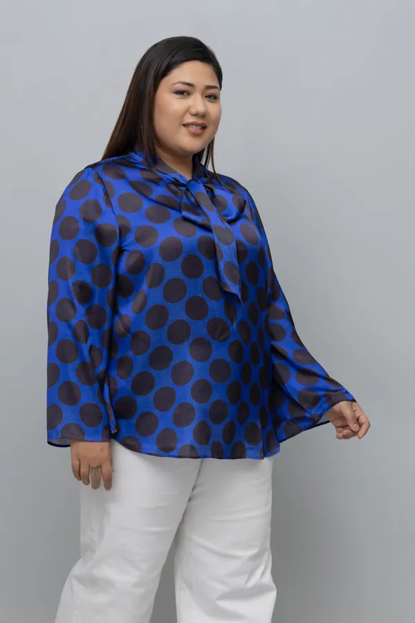 Women's_Plus_Size_Polka_Print_Tie_Top_For_Women