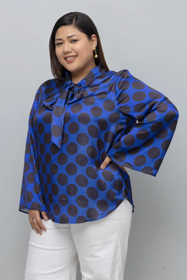 Women's_Plus_Size_Polka_Print_Tie_Top_For_Women