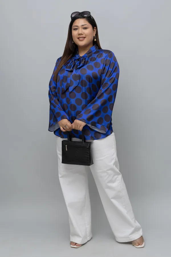 Women's_Plus_Size_Polka_Print_Tie_Top_For_Women