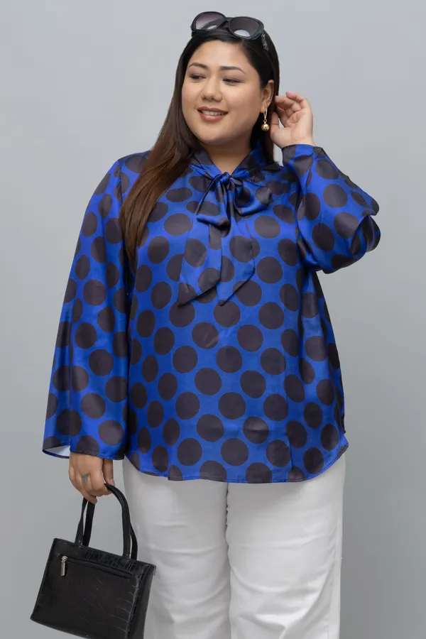 Women's_Plus_Size_Polka_Print_Tie_Top_For_Women