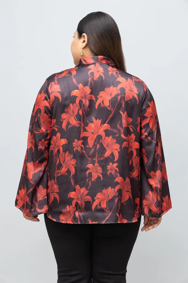 Women's_Plus_Size_Red_Lilly_Print_Tie_Top