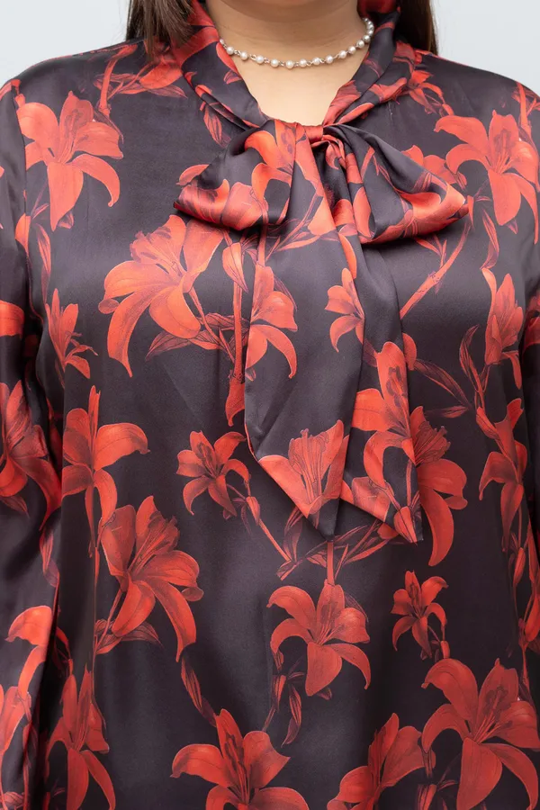 Women's_Plus_Size_Red_Lilly_Print_Tie_Top