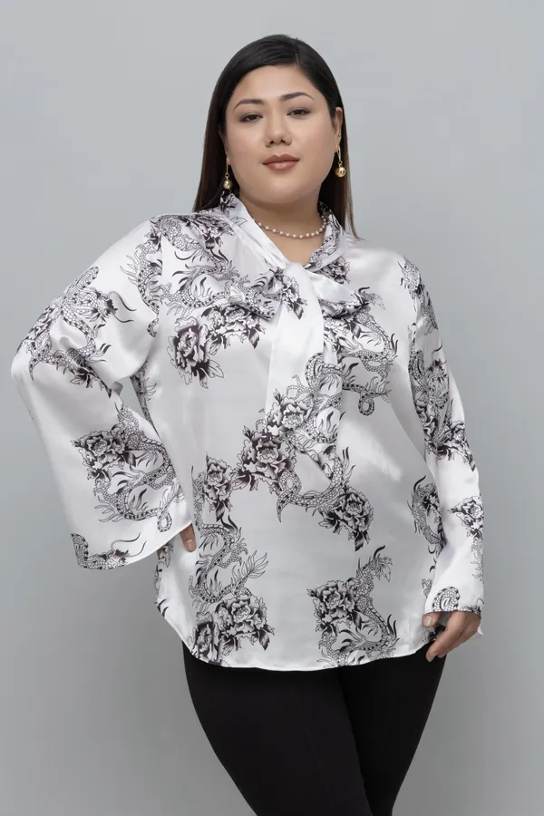 Women's_Plus_Size_Dragon_Print_Tie_Top_For_Women