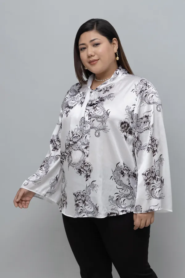 Women's_Plus_Size_Dragon_Print_Tie_Top_For_Women
