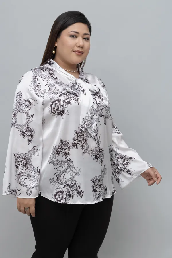 Women's_Plus_Size_Dragon_Print_Tie_Top_For_Women
