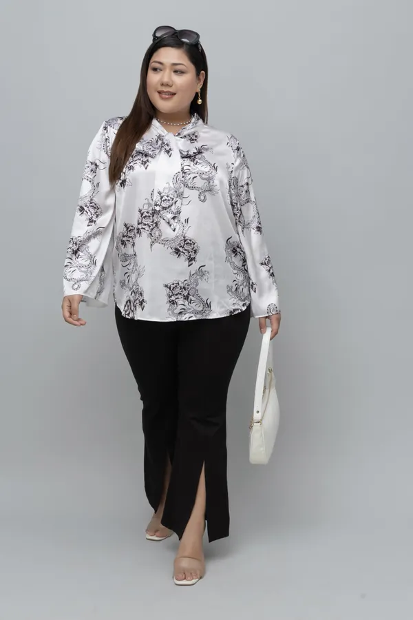 Women's_Plus_Size_Dragon_Print_Tie_Top_For_Women