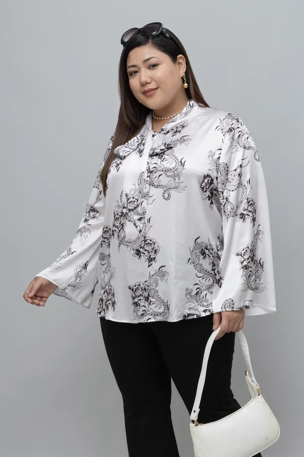 Women's_Plus_Size_Dragon_Print_Tie_Top_For_Women