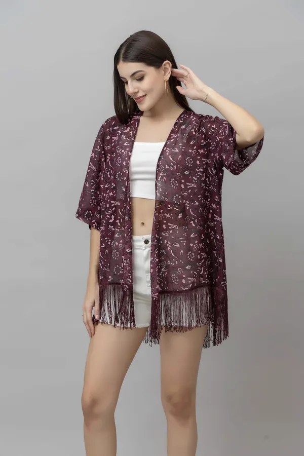 Maroon_&_White_Polyester_Floral_Print_3/4Th_Sleeve_Shrug_For_Women