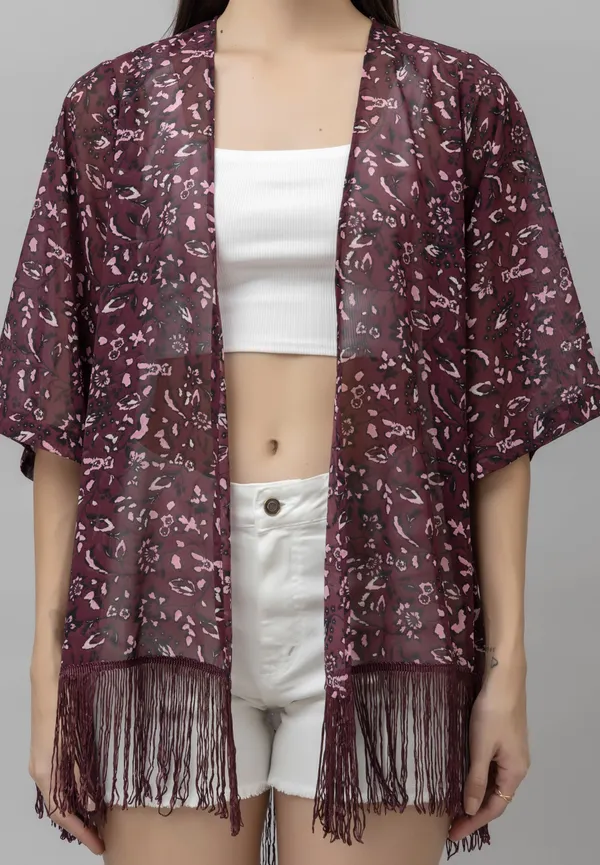 Maroon_&_White_Polyester_Floral_Print_3/4Th_Sleeve_Shrug_For_Women
