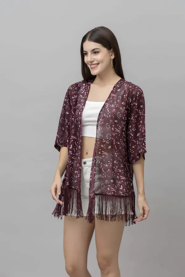 Maroon_&_White_Polyester_Floral_Print_3/4Th_Sleeve_Shrug_For_Women