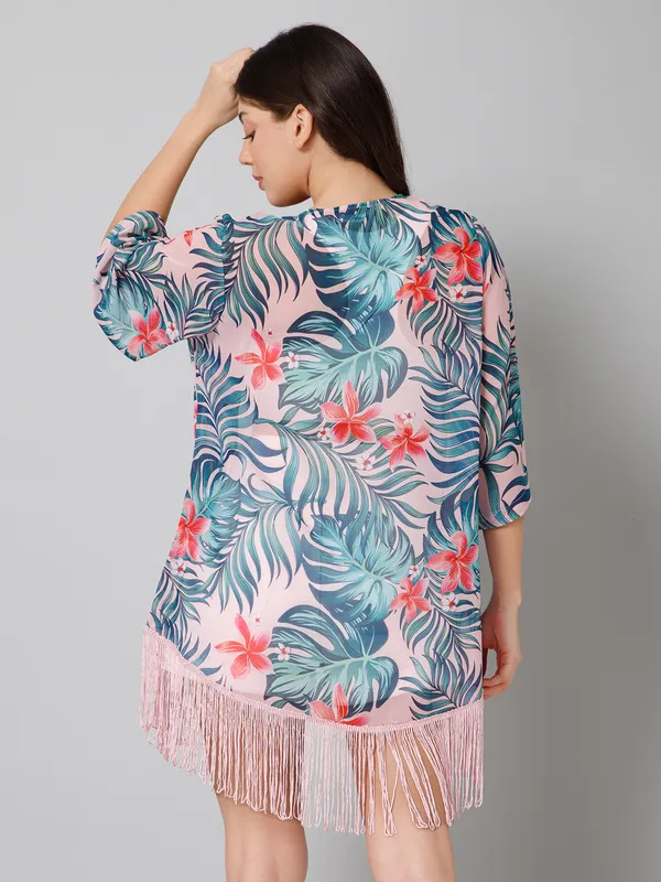 Multicolor_Polyester_Abstract_3/4Th_Sleeve_Shrug_For_Women