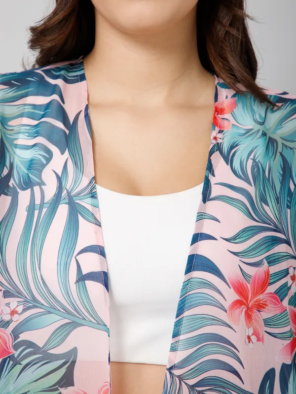 Multicolor_Polyester_Abstract_3/4Th_Sleeve_Shrug_For_Women