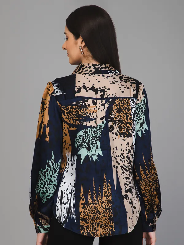 Multicolor_Satin_Printed_Full_Sleeve_Hip_Length_Shirt_For_Women