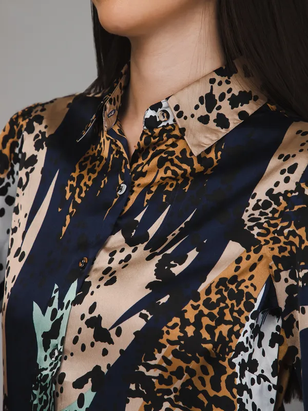 Multicolor_Satin_Printed_Full_Sleeve_Hip_Length_Shirt_For_Women