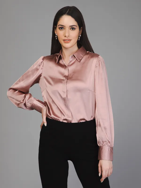 Pink_Satin_Solid_Full_Sleeve_Hip_Length_Shirt_For_Women