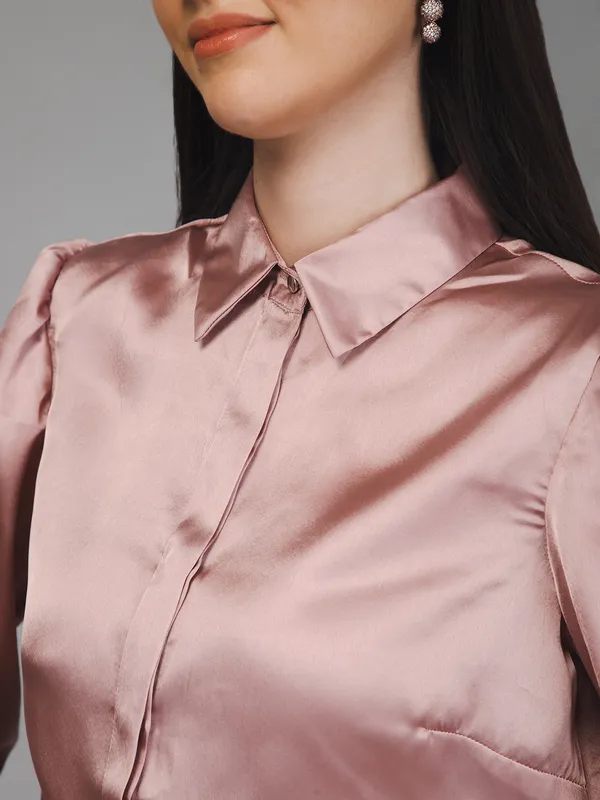 Pink_Satin_Solid_Full_Sleeve_Hip_Length_Shirt_For_Women